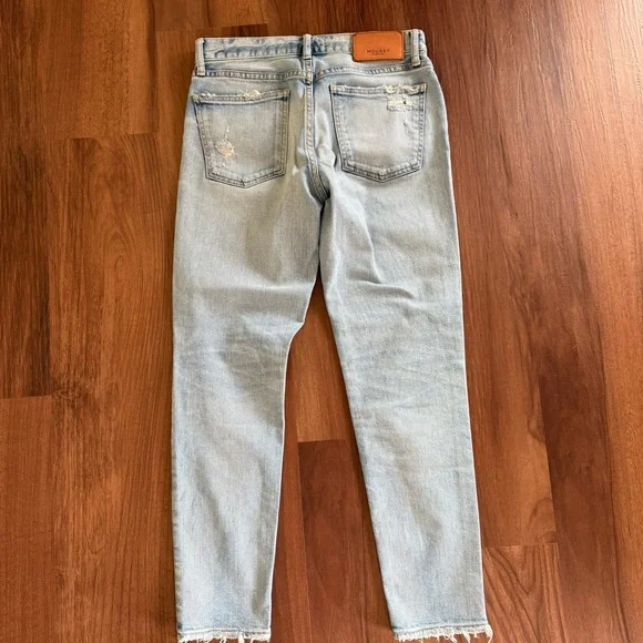 Moussy Vintage Distressed Straight Leg Jeans Sz 25 Light Rinse Howa Japanese - Picture 6 of 6